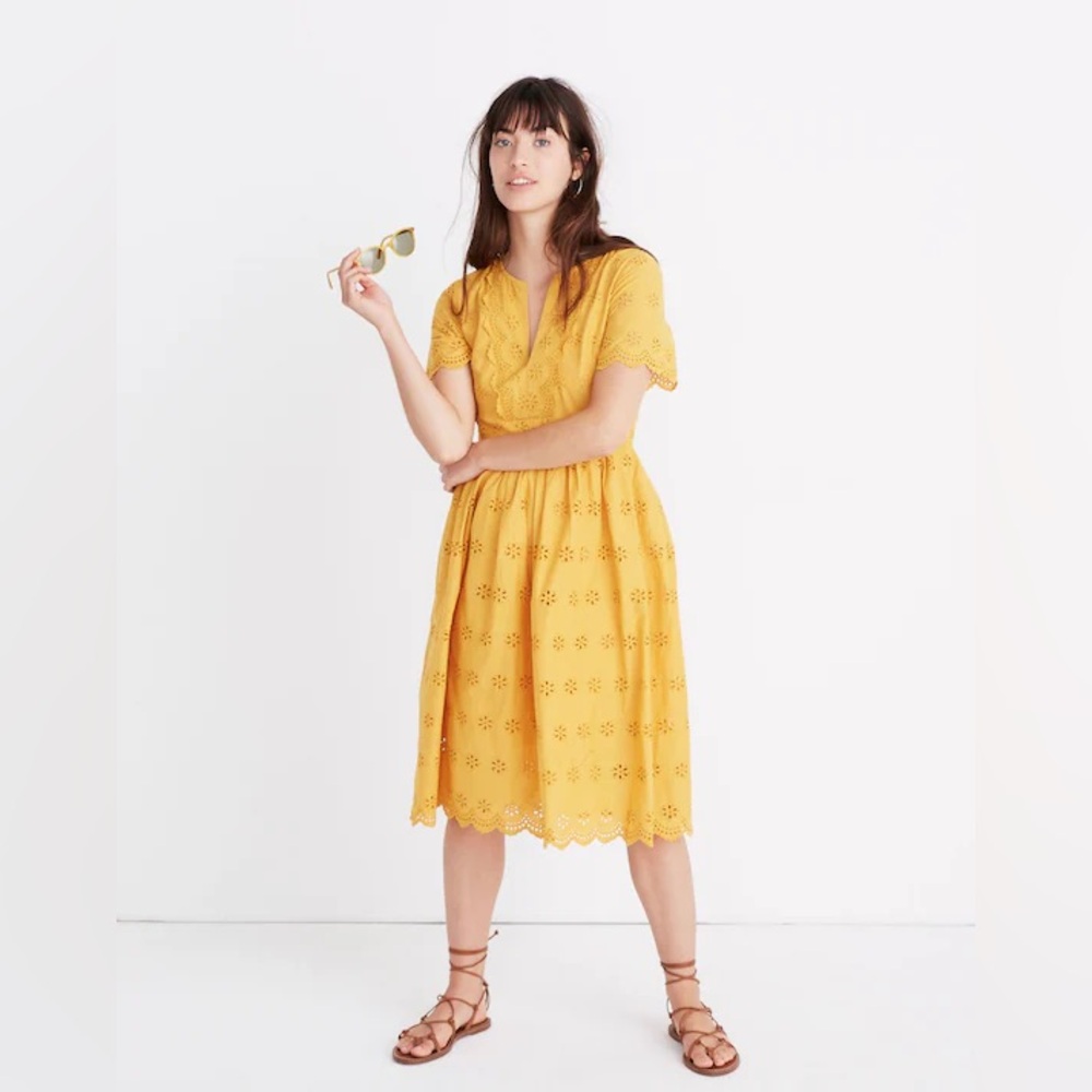 Madewell | Scalloped Eyelet Midi Dress